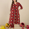 Indyancart IE Geometric Printed Regular Pure Cotton Kurta With Trouser