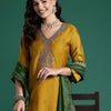 Indyancart IE Ethnic Motifs Embroidered Sequinned Kurta With Trousers & Dupatta