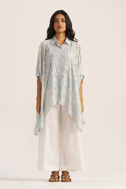 Women's Powder Blue Embroidered Shirt