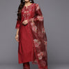 Dhiyona IE Women Floral Yoke Design Regular Sequinned Liva Kurta with Trousers & Dupatta