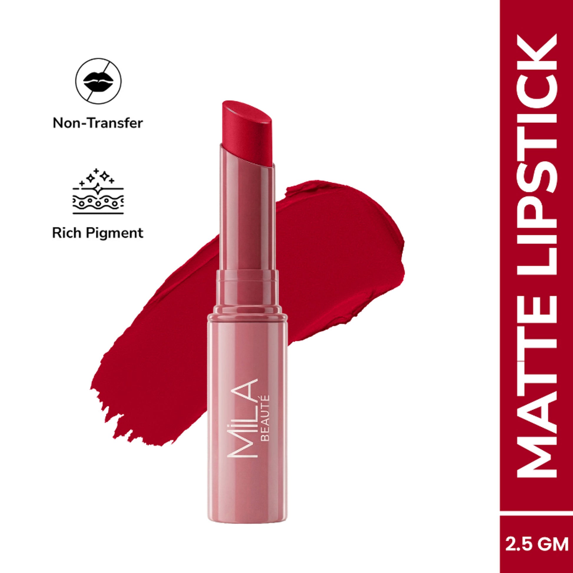 Mila Beauté Ultra Rich Transferproof Lipstick - 16 Bright Red