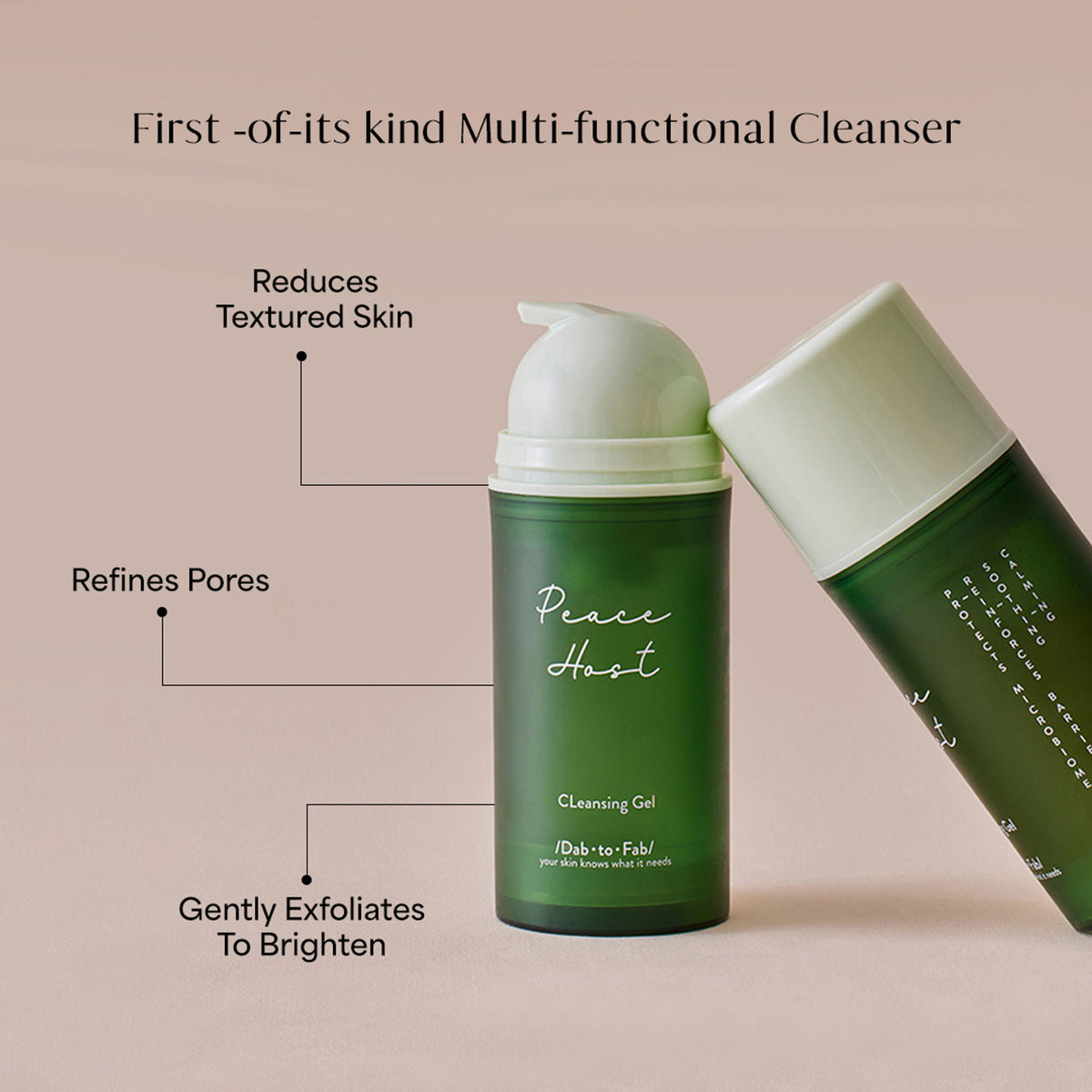 Dab to Fab Peace Host Balm to Gel Exfoliating Cleanser with turmeric and niacinamide for dry and sensitive skin.