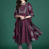 Dhiyona IE Ethnic Motifs Printed Mirror Work Pure Cotton Kurta with Trousers & With Dupatta