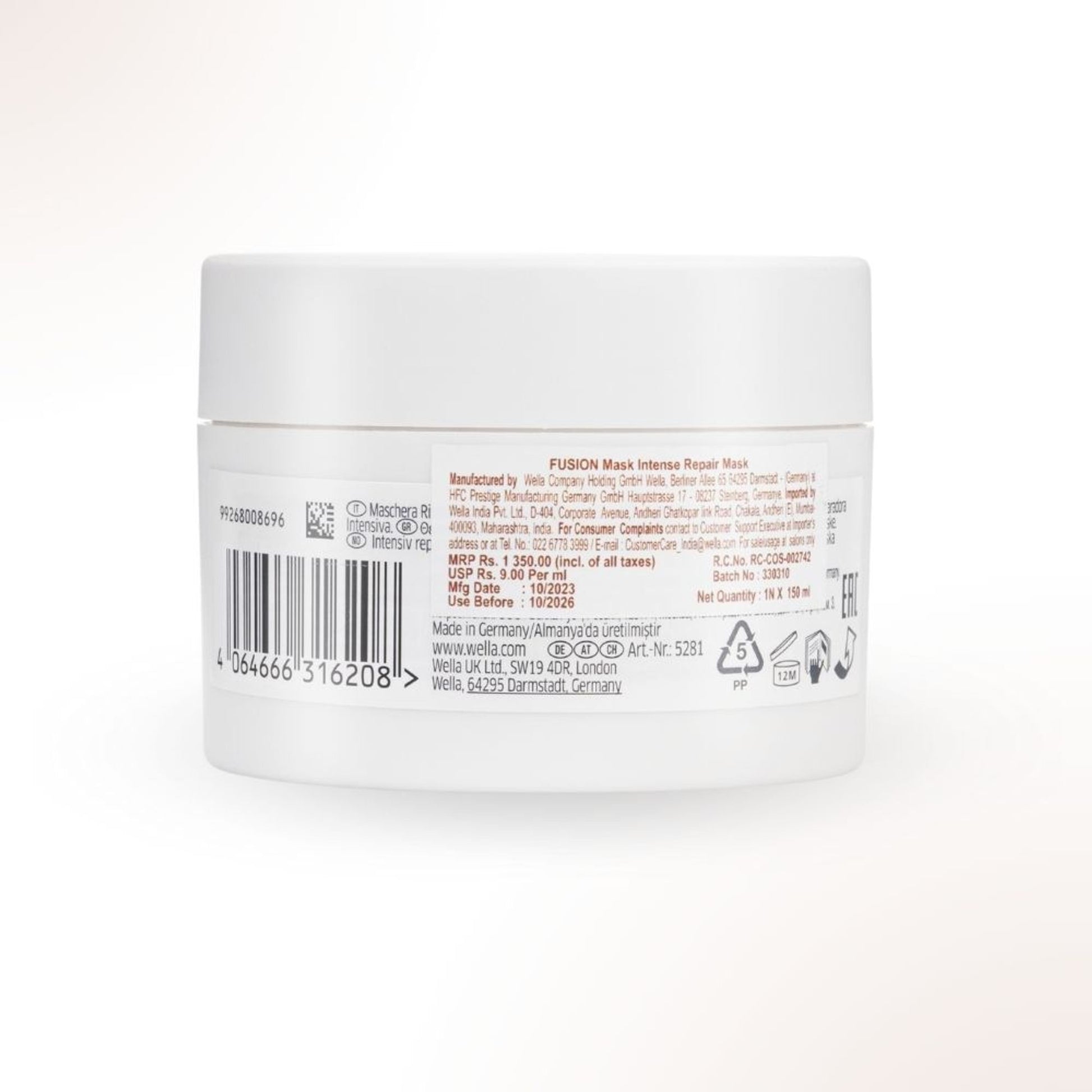 Wella Professionals Fusion Intense Repair Hair Mask For Frizzy & Damaged Hair