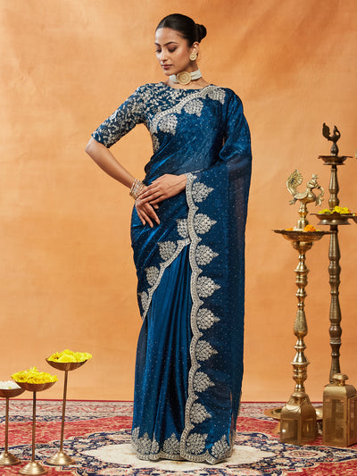 Indyancart KS Women's Embellished Embroidered Saree