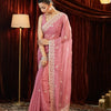 Dhiyona KS Women's Pure Chiffon Embellished Embroidered Saree With Unstitched Blouse Piece