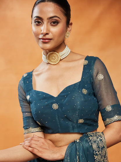 Dhiyona KS Women's Embellished Embroidered Pure Chiffon Saree