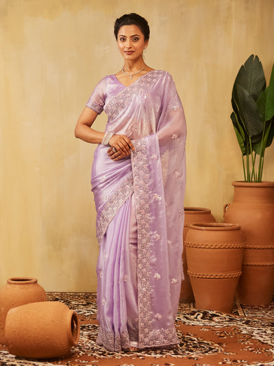 Indyancart KS Women's Embellished Embroidered Pure Chiffon Saree