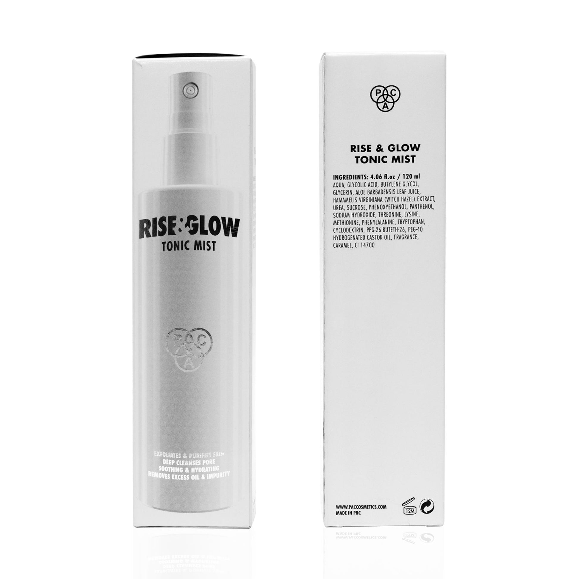PAC Rise & Glow Tonic Mist - Moisturizes, Hydrates & Preps Skin for Smooth Makeup Application