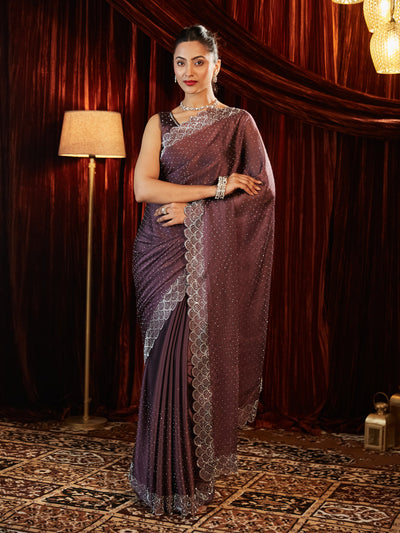 Indyancart KS Women's Embellished Beads and Stones Saree