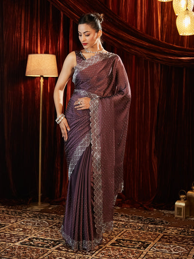 Indyancart KS Women's Embellished Beads and Stones Saree