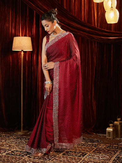 Indyancart KS Women's Embellished Embroidered Designer Saree