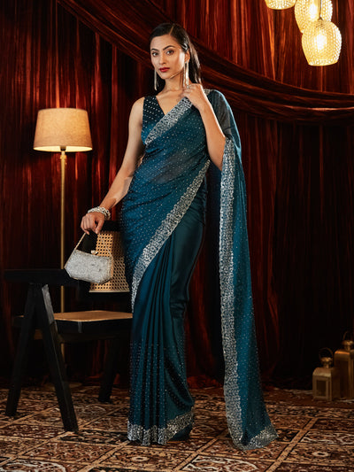 Indyancart KS Women's Embellished Beads and Stones Saree