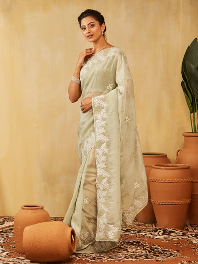 Indyancart KS Women's Embellished Embroidered Saree