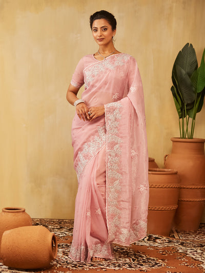 Indyancart KS Women's Embellished Embroidered Saree