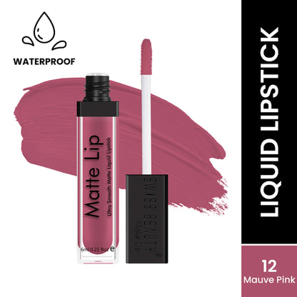 Swiss Beauty Ultra Smooth Matte Liquid Lipstick - 12 Mauve Pink