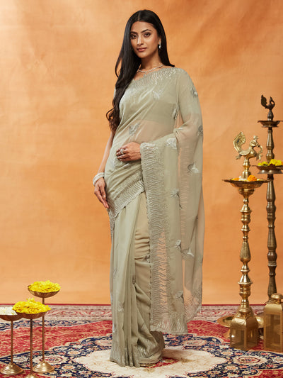 Indyancart KS Women's Embellished Embroidered Saree