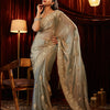 Dhiyona KS Women's Embellished Silk Heavy Work Saree With Unstitched Blouse Piece