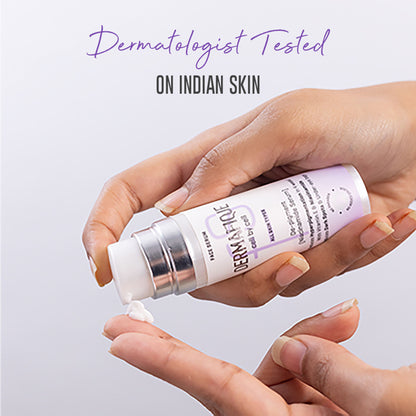 Dermafique De-Pigment Serum with Niacinamide and Hyaluronic Acid for reducing skin pigmentation, shown in a sleek bottle.