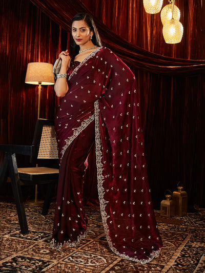 Indyancart KS Women's Embellished Embroidered Saree