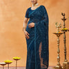 Indyancart KS Women's Woven Design Embroidered Pure Georgette Saree