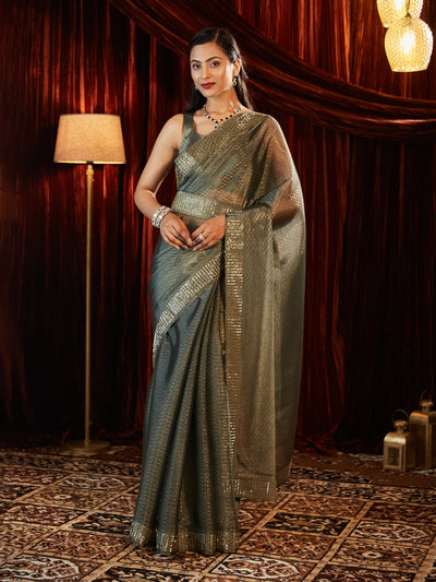 Indyancart KS Women's Embellished Beads and Stones Saree