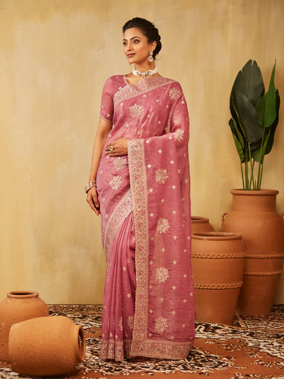 Indyancart KS Women's Embellished Embroidered Pure Chiffon Saree