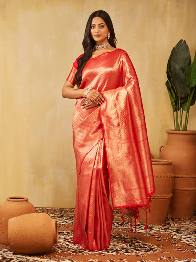 Indyancart KS Women's Women's Woven Design Zari Art Silk Designer Banarasi Saree