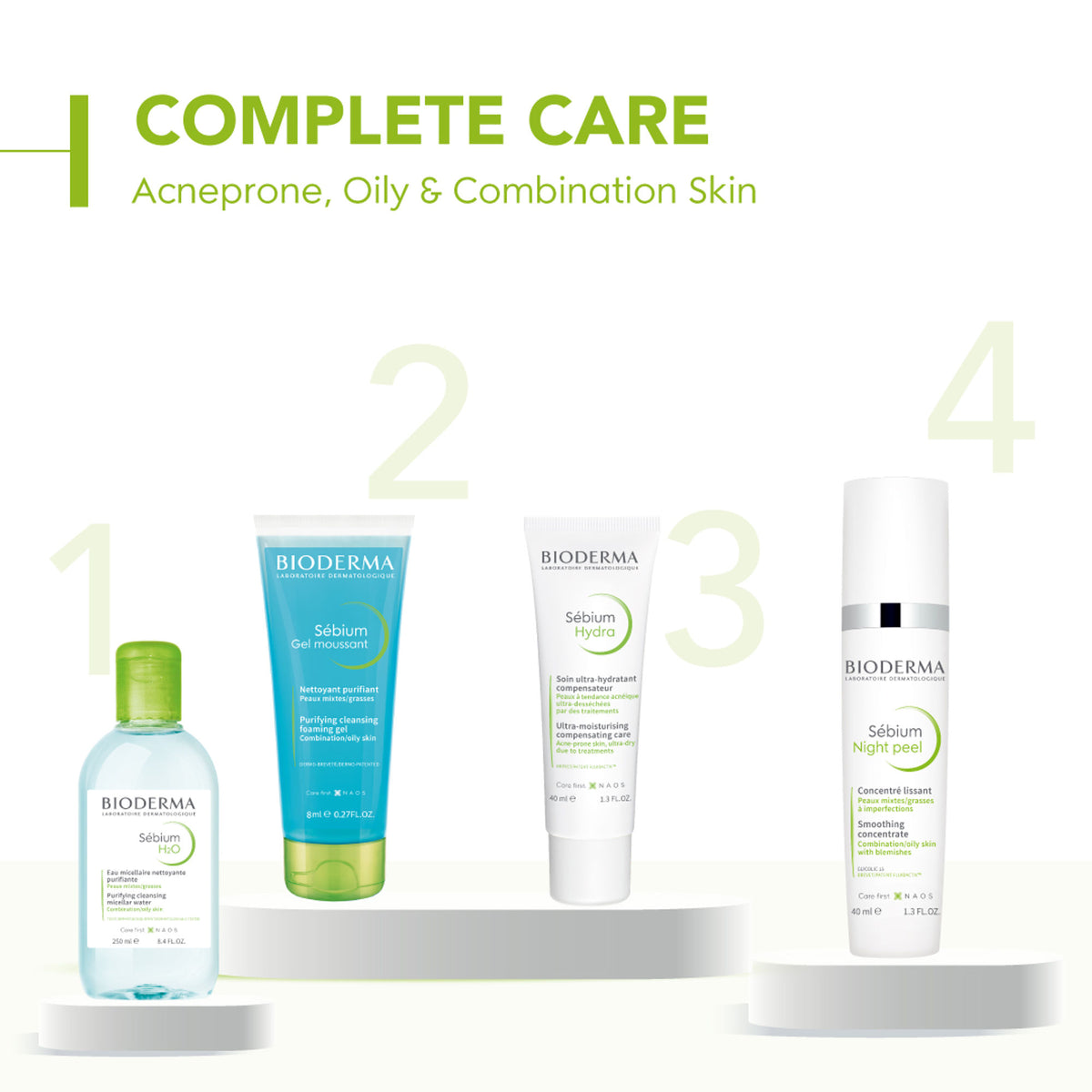 Bioderma Night Peel Sebium for oily, acne-prone skin with glycolic acid, showing a tube of the skincare treatment.