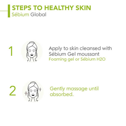 Bioderma Sebium Global moisturizer for oily, acne-prone skin showing the product bottle and packaging with a clean background.