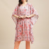 Dhiyona VA Women's Peach-Coloured Ethnic Motifs Printed Kaftan Kurta with Trousers