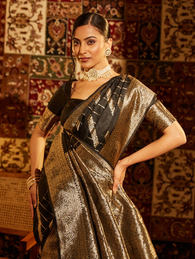 Indyancart KS Women's Woven Design Zari Banarasi Saree