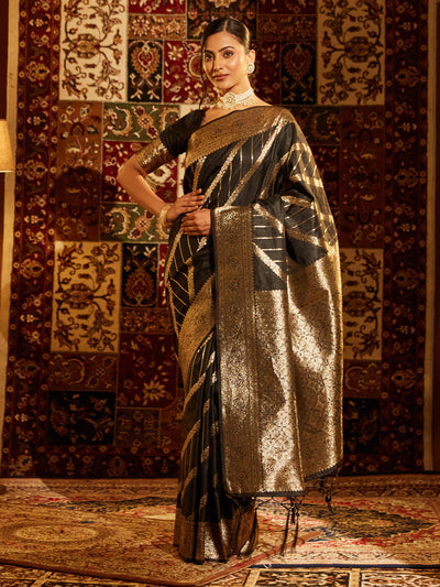Indyancart KS Women's Woven Design Zari Banarasi Saree