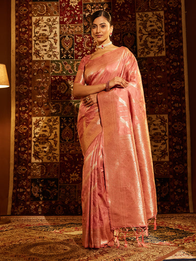 Indyancart KS Women's Woven Design Zari Banarasi Saree