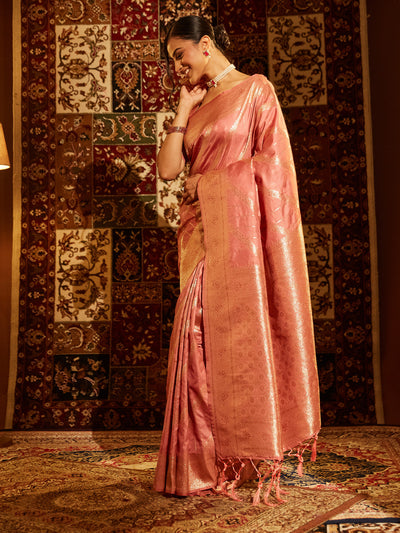 Indyancart KS Women's Woven Design Zari Banarasi Saree