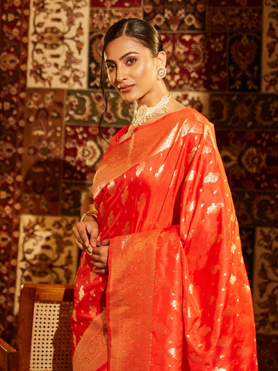Indyancart KS Women's Woven Design Zari Art Silk Banarasi Saree