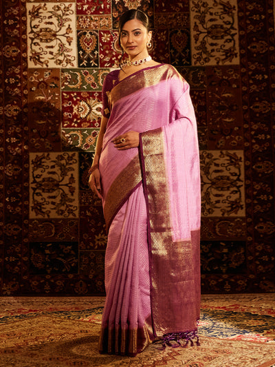 Indyancart KS Women's Woven Design Art Silk Zari Banarasi Saree