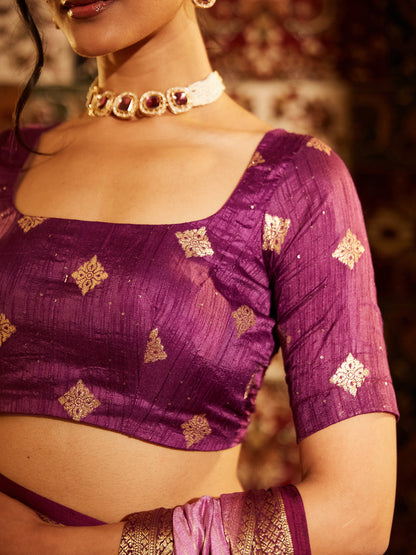 Dhiyona KS Women's Striped Zari Banarasi Saree