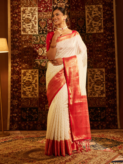 Indyancart KS Women's Woven Design Zari Banarasi Saree