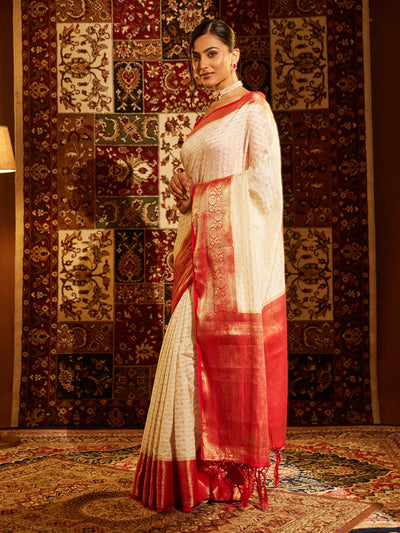Indyancart KS Women's Woven Design Zari Banarasi Saree