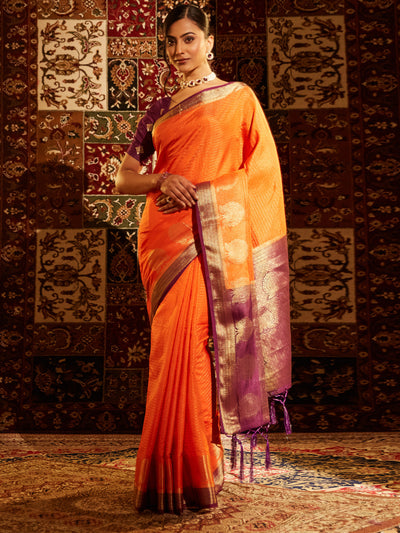 Indyancart KS Women's Ethnic Motifs Zari Banarasi Saree