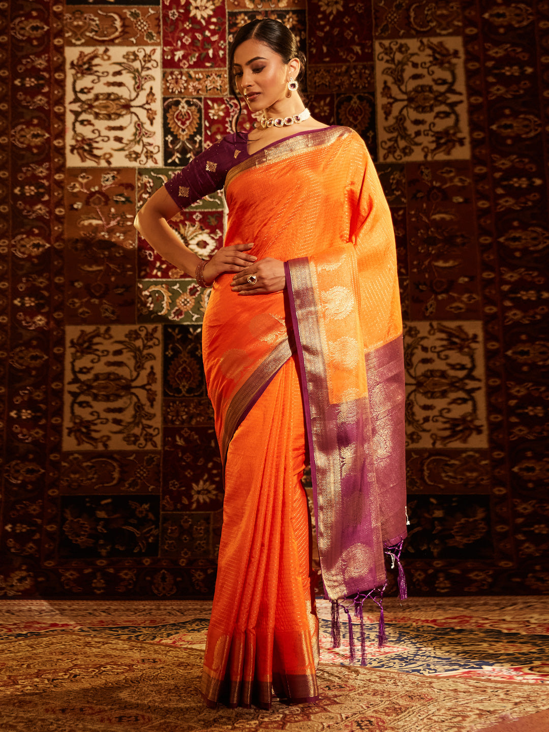 Dhiyona KS Women's Ethnic Motifs Zari Banarasi Saree