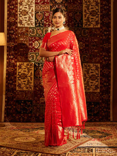 Indyancart KS Women's Women's Woven Design Zari Art Silk Banarasi Saree