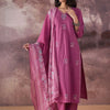 Dhiyona IE Floral Printed Regular Thread Work Pure Cotton Kurta With Trousers & Dupatta