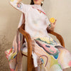 Indyancart IE Floral Printed Chanderi Silk Straight Kurta With Trousers & Dupatta
