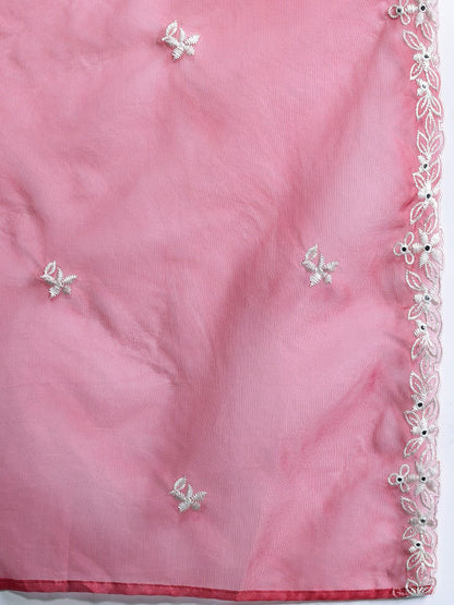 Dhiyona IE Floral Embroidered Thread Work Kurta with Trousers & Dupatta