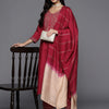 Dhiyona VA Women's Maroon Ethnic Motifs Yoke Design Sequinned Kurta with Trousers & Dupatta