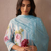 Dhiyona IE Floral Printed V-Neck Linen Kurta with Trousers & Dupatta