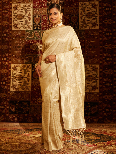 Indyancart KS Women's Woven Design Zari Banarasi Saree