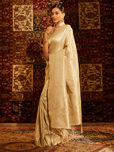 Indyancart KS Women's Woven Design Zari Banarasi Saree